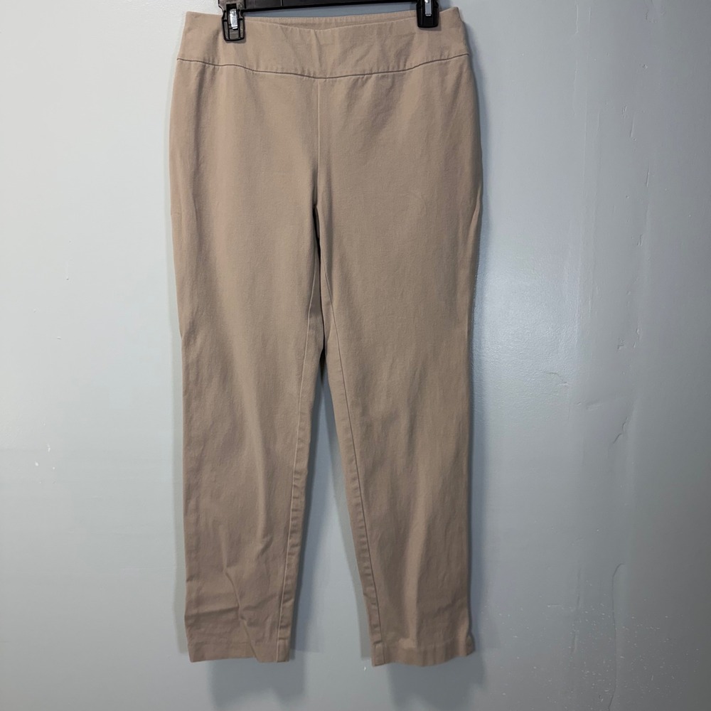 Chicos Fabulously Slimming Pull On Ankle Pants Tan Khaki Size Small Short